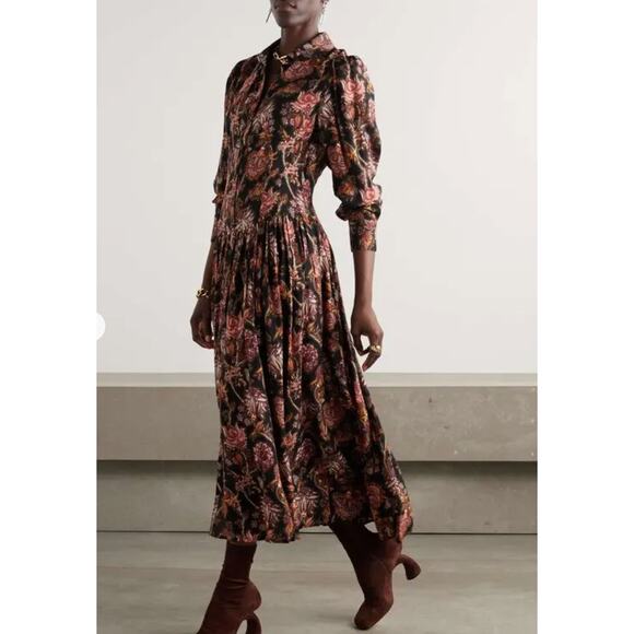 Ulla Johnson Celia Pleated Paisley-print Midi Dress Size 12 - Picture 2 of 11